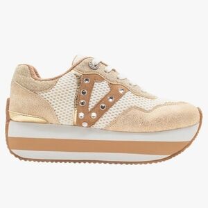 VOLATILE BECKETT RHINESTONE METALLIC PLATFORM LACE UP SNEAKERS COLOR GOLD